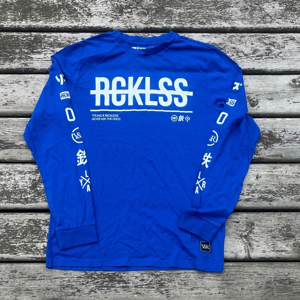 Young & Reckless Y & R  Long Sleeve Tee with Graphics Medium